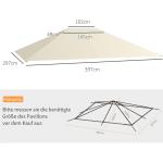 Ersättningstak Paviljongtak Kräm av Polyester för Trädgårdsmöbler och Paviljong Vattentät med UV-Skydd Väderbeständig Topp 3,97 x 2,97 m