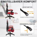 Gaming Chair Ergonomisk Skrivbordsstol med Fotstöd Höjdjusterbar Polyester för Kontor och Spel Svart Röd 58 X 72 X 112-122 Cm