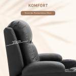 Massagestol TV-Stol Svart av Konstläder och Metall för Avkoppling Relaxstol med Värmefunktion och Fjärrkontroll Liggfunktion