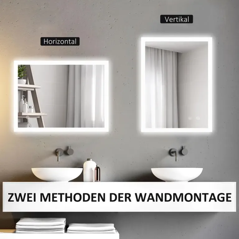 LED-Badrumsspegel Bakgrundsbelyst Pekfunktion 80 x 60 cm