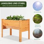 Upphöjd Odlingsbänk i Trä, Planteringslåda på Ben med Hylla och Krokar, Ergonomisk Odling för Balkong, Natur, 124 x 60 x 81 cm