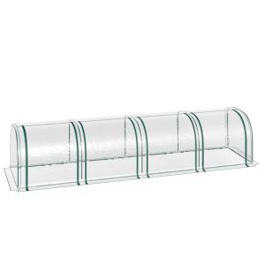 Folieväxthus Växthus Transparent av Stål och PVC för Växtuppfödning och Odling med Dörr Kall Ram Väderbeständigt Skydd 395 x 100 x 80 cm