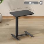 Höj- och Sänkbart Skrivbord på Hjul Svart Stål och Spånskiva för Hemmakontor Ergonomisk Ståpulpet med C-formad Ram Flexibel Arbetsplats 65 x 48 x 110 cm