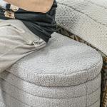 Sängbänk Förvaringsbänk Ljusgrå av Teddyfleece och Trä för Sovrum Bänk med Förvaringsutrymme Stabil 120 kg 116 x 41 x 40,5 cm