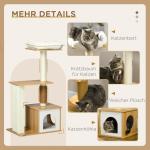 Skrapstolpe Kattträd Ek av Trä och Sisal för Små Katter Stabil Klösmöbel med Kattgrotta och Klätterträd Modern Design 114 cm