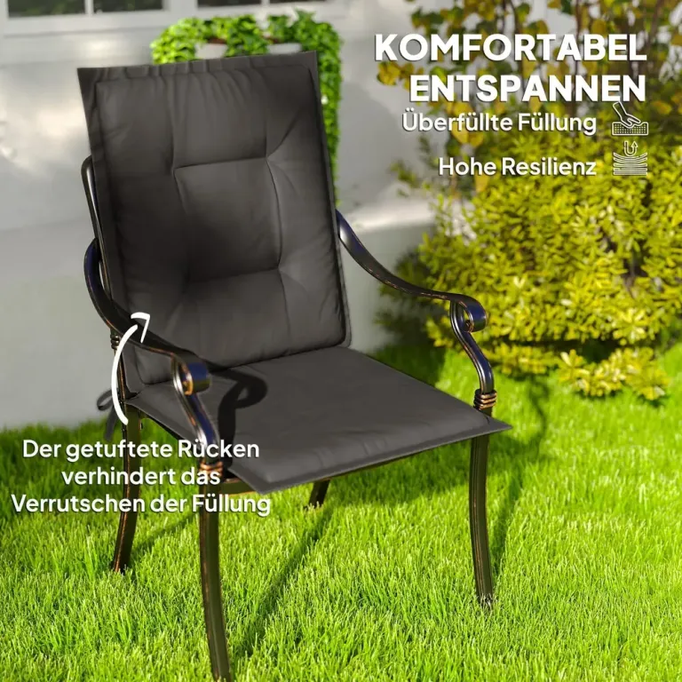 Stolsdynor 4-Pack med Knytband 108 X 50 cm, Mörkgrå