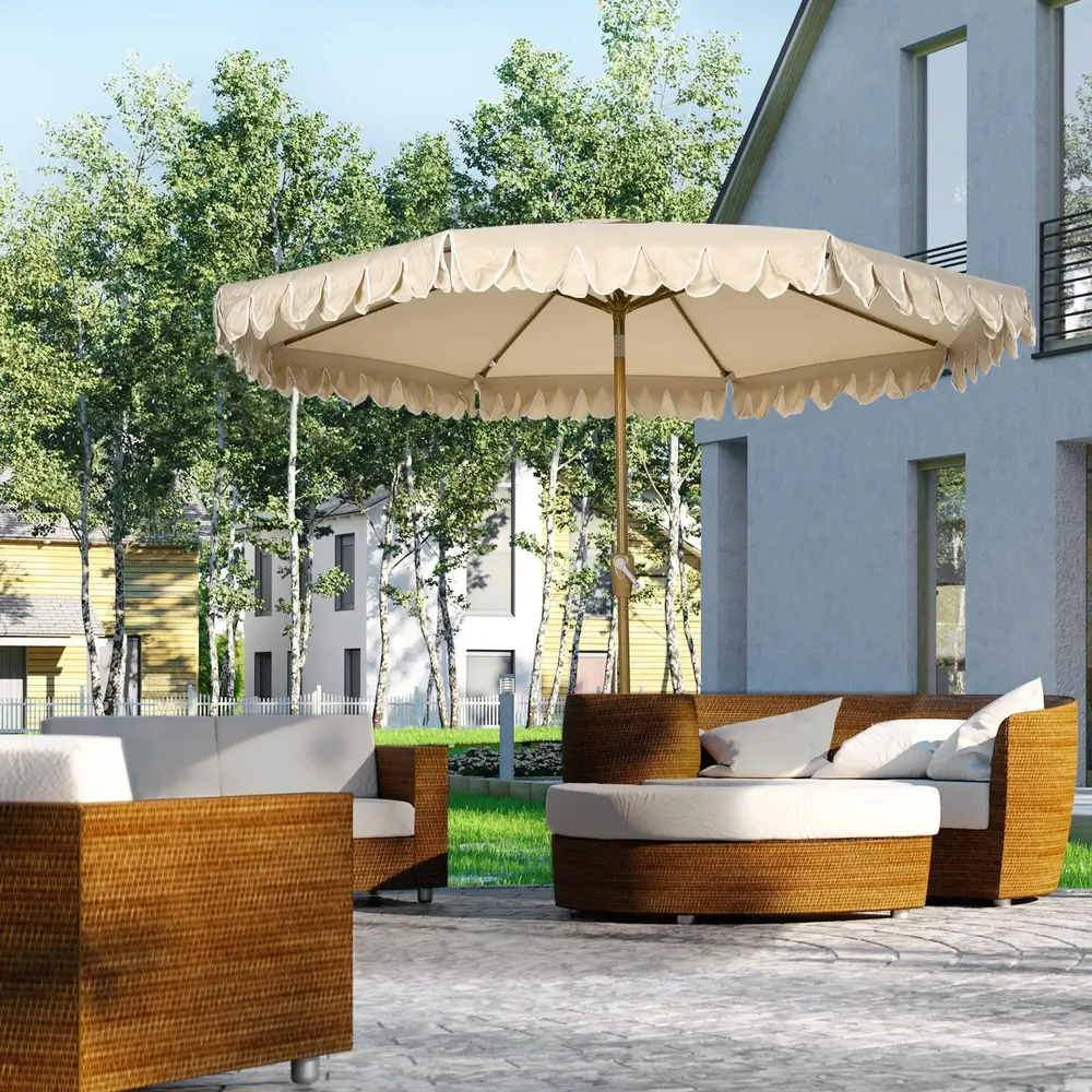Strandparasoll med Fransar Elegant med Lutning 264 Cm