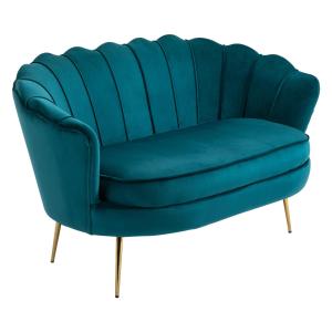 Soffa Loveseat 2-Sits Mörkgrön av Sammetslook ve Trä för Vardagsrum ve Sovrum Tjockt Stoppad Modern Dubbelsoffa 130 x 77 x 77 cm