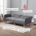 Bäddsoffa 2-Sits i Linnetyg, Kompakt Soffa som Bäddas ut till Säng, Praktisk Gästsäng för Små Utrymmen, Grå, 173 x 75 x 73 cm
