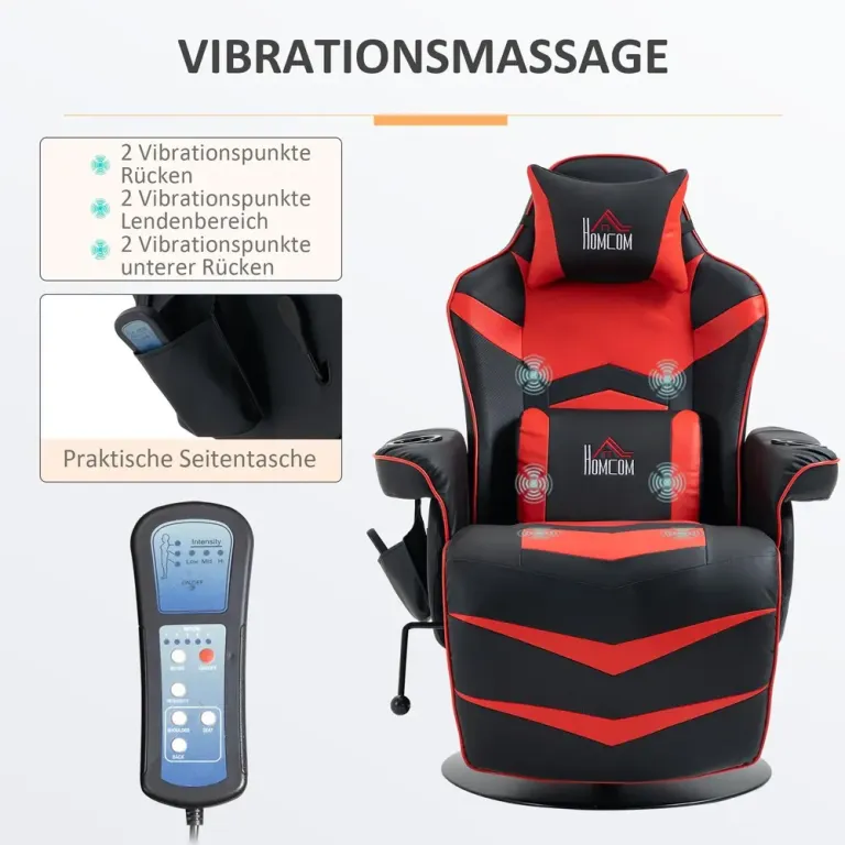 Spelstol med Massagefunktion Lutande Ryggstöd Fotstöd
