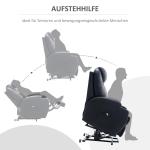 Elektrisk Fåtölj med Uppresningshjälp, Bekväm TV-Stol med Liggfunktion och Fjärrkontroll, Mjukt Konstläder för Vardagsrum, Svart, 84 x 92 x 109 cm