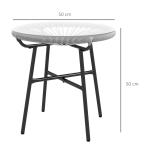 Sidobord Bistrobord Svart Grå av Rotting och Glas för Terrass och Balkong Runt Soffbord med Glasbordsskiva 50 x 50 x 50 cm