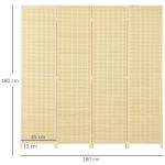 Rumsavdelare Skärmvägg 4-Delad Insynsskydd Natur av Bambu för Vardagsrum och Sovrum Vikbar Skärm 180 x 180 cm