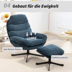 Fåtölj med Fotpall Blå Chenille och Metall för Vardagsrum Relaxfåtölj med Högt Ryggstöd och Mjuk Sits Modern 78x93x100 cm