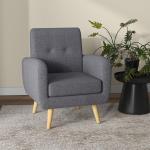 Accentstol i Skandinavisk Design, Knäppt Klädsel, Natur + Ljusgrå