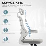 Ergonomisk Kontorsstol med Mesh-ryggstöd, Höjdjusterbar, Fällbara Armstöd och Gungfunktion, Grå
