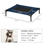 Upphöjd Hundsäng för Utomhusbruk, Ventilerande Husdjurssäng med Stålram, Tålig Sovplats för Camping och Trädgård, Blå, 76,2 x 61 x 18 cm