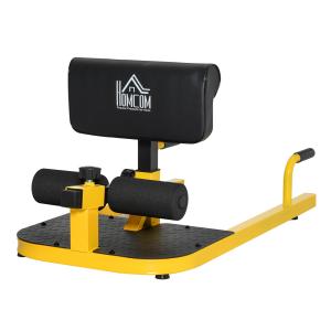 Sissy Squat Bänk Stabil Gul Svart Stål för Benträning och Magträning Justerbar 3 i 1 Trainer Upp till 120 kg 50 x 97 x 44,5–56,5 cm