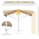 Fristående Dubbelmarkis med Vev Flexibelt Solskydd 2 Sidor Stabil Stålram UV-Skyddande Väv Beige 3 X 3 M