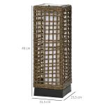 Solcellslampa i Rotting-Look, Dekorativ Trädgårdslampa med LED, Vattentät Utomhusbelysning för Uteplats, 15,5 x 15,5 x 46 cm