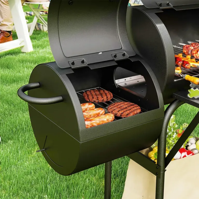 Kolgrill Bbq Rökare med Lock Svart 109 x 60 x 120 cm