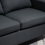 Hörnsoffa i L-Form med Schäslong, Vändbar Tygsoffa i Linnetyg för Vardagsrum, Modern Soffgrupp med Bekväm Stoppning, Mörkgrå, 197 x 139 x 91 cm