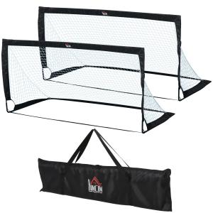 Fotbollsmål 2-Pack Hopfällbara Minimål Stål och Tetrolon för Trädgård och Lekplats Svart 186 X 90 X 89 Cm