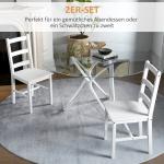Set med 2 Köksstolar med Ribbat Ryggstöd, Halkfri, Trä, Vit, 41,5 x 46 x 90 cm
