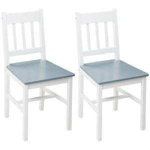 Set med 2 Köksstolar, Massivt Trä, Vit, 41 x 46,5 x 85,5 cm