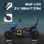 Trampbil Gokart Blå av Metall och Plast för Barn 3-8 År med Justerbar Sits och Handbroms Kettcar Rolig Utomhuslek