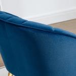 Fåtölj i Retrodesign med Sammetsoptik och Guldben för Vardagsrum Ergonomisk och Elegant Blå och Guld Metall och Tyg