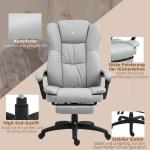 Kontorsstol Chefsstol Ergonomisk med Massage och Liggfunktion Ljusgrå av Konstläder för Kontor Höj- och Sänkbar Stol med Fotstöd
