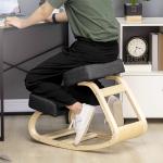Ergonomisk Knästol/Knäpall, Stoppad för Sund Hållning, upp till 120 kg, Björkträ, Svart