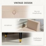 Bänk Förvaringsbänk Beige av Polyester och Gummiträ för Sovrum Lyxbänk med Armstöd 107 x 42 x 65 cm
