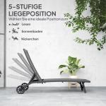 Solsäng med 5 Justerbara Rygglägen och Ventilerande Tyg för Pool och Trädgård Hållbar och Stabil Mörkgrå Aluminium 195 x 66 x 34 cm