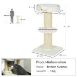 Kattträd 91 cm med Kattsäng och Plattform, Lammull, Kräm