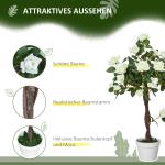 Konstgjord Växt Rosenträd Konstträd i Kruka Röd Grön av Plast för Vardagsrum och Kontor Naturtrogen Dekoration Höjd 90 cm