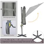 Parasoll Fribärande Paraply Grå av Aluminium och Polyester för Trädgård och Balkong Roterande med Paraplystativ och Vev 294 x 294 cm