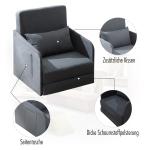 Bäddfåtölj med Tvättbart Överdrag Enkelsoffa som Bäddas ut till Säng Inkluderar Kudde och Sidofickor Grå 70 X 76 X 77 Cm