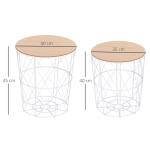 Soffbord 2-Pack Naturvita Sidobord MDF och Metall Moderna Vardagsrumsmöbler Ø40 X H45 Cm