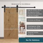 Skjutdörrsbeslag Monteringsset för Skjutdörr Svart av Kolstål för Dörr och Inomhus Komplett Set med Skenor och Rullar 200 cm