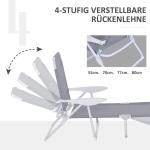 Solstol Trädgårds Solstol Hopfällbar Strandstol 4-Nivå Mesh Grå 160 X 66 X 80 Cm