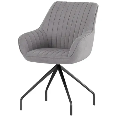 Fåtölj Loungestol Mörkgrå av Sammetslook och Metall Vridbar