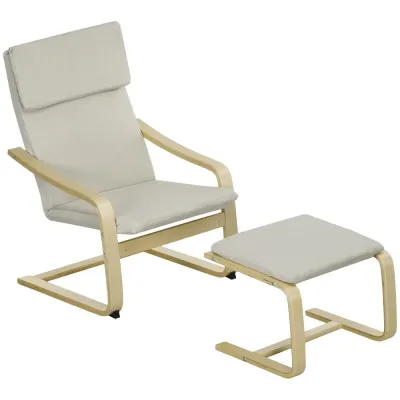 Fåtöljset Relaxstol Krämvit av Linne 66,5 x 80 x 99 cm