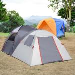 Campingtält Tunneltält Grå av Polyester och Glasfiber för 5 Personer med Sovrum och Bärväska Vattentät 2000 mm Vattenpelare Rymlig Design