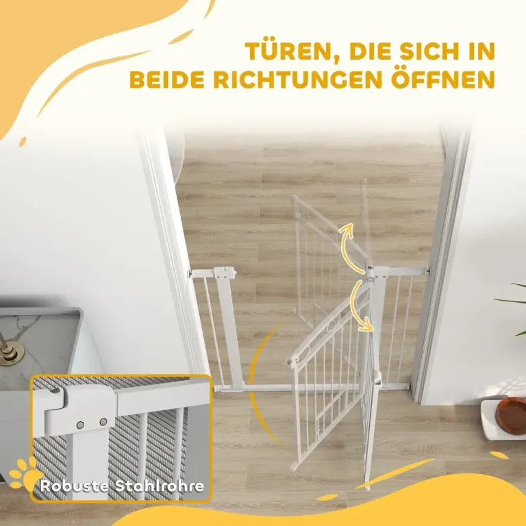 Säkerhetsgrind Trappgrind Spärr utan Borrning Vit 76-104 cm