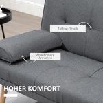 Bäddsoffa 3-Sits Soffa Mörkgrå av Tyg och Trä för Vardagsrum Scandi Design med Hopfällbart Bord och Mugghållare Lastkapacitet upp till 250 kg