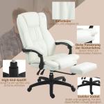 Justerbar Snurrstol med Fotstöd, Nackstöd och Massagefunktion, Konstläder, Krämvit, 68,5 x 68,5 x 113–121 cm
