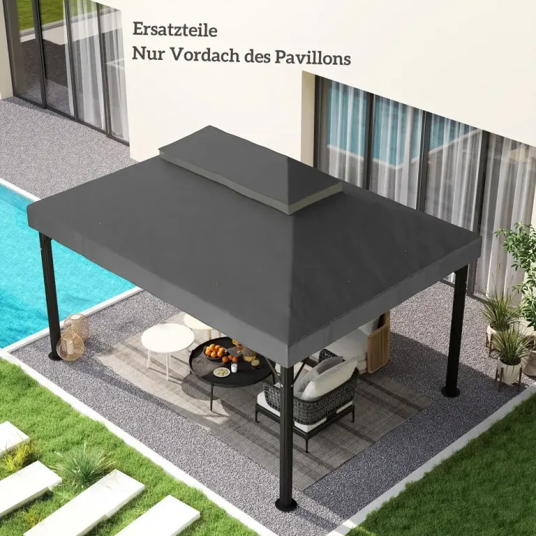 Ersättningstak för Paviljong Dubbeltak Mörkgrå 3 x 4 m