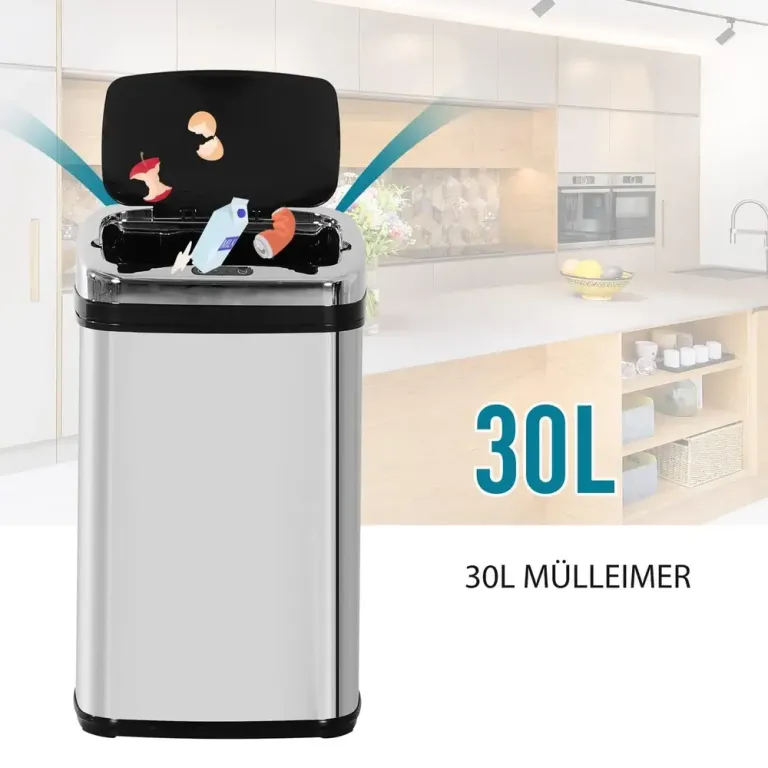 Sensor Papperskorg 30 l Rostfritt Stål Automatisk